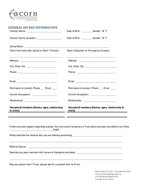 Fillable Online Coursehero Comfile Client Intake Form Docx