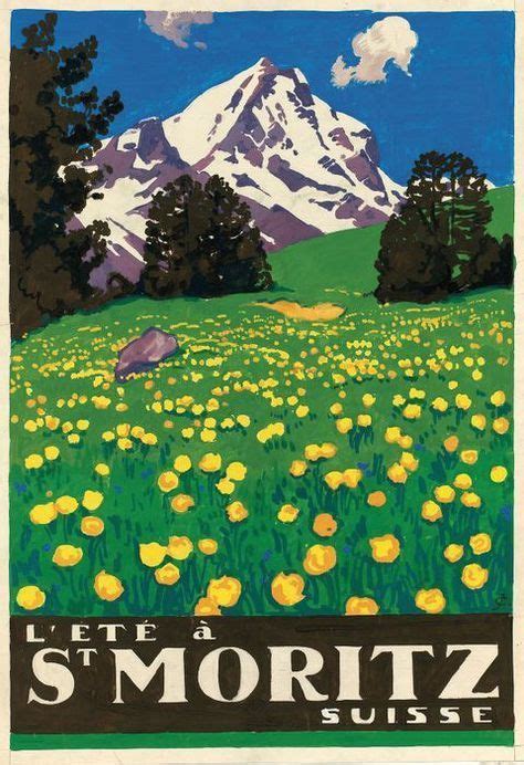 Vintage Travel Poster St Moritz Switzerland By J Courvoisier