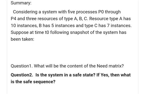 Considering A System With Five Processes P0 Through P4 And Three