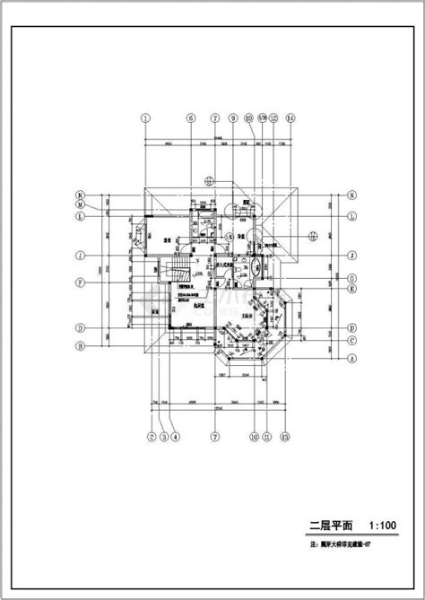 330平米左右2层砖混结构单体中式别墅建筑设计cad图纸居住建筑土木在线