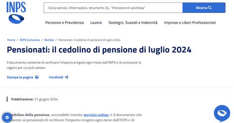 Cedolino Pensione Luglio Online I Dettagli Su Importo E