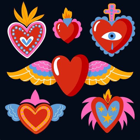 Sacred Heart Collection Concept Free Vector