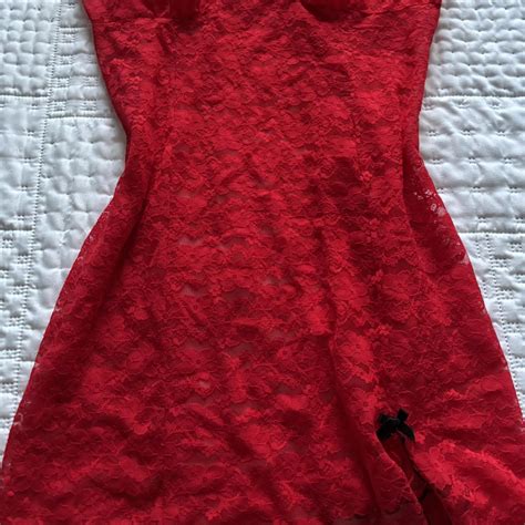 Lace Lingerie Red Black Bow On Bottom Size Depop