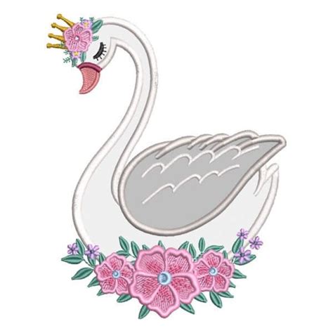 Swan Decoration Applique Embroidery Design Etsy