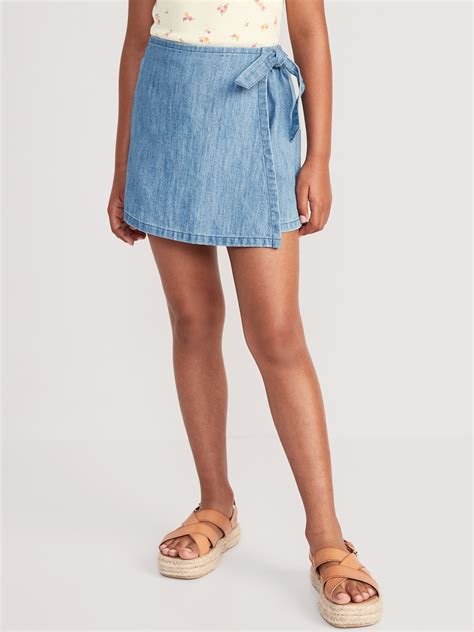 Chambray Wrap Front Skort For Girls Old Navy