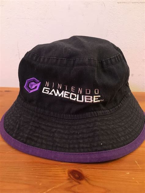 Nintendo Gamecube Bucket Hat Black And Purple Gc Rare Cap Game Cube Mario