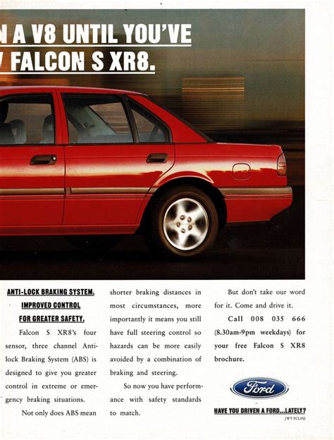 1992 Eb Ford Falcon S Xr8 V8 Sedan Advertisment