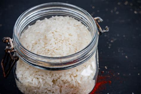 Polished White Rice In Glass Jar Creative Commons Bilder