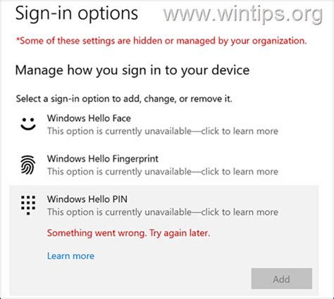 How To Disable Use Windows Hello With Your Account Prompt Error