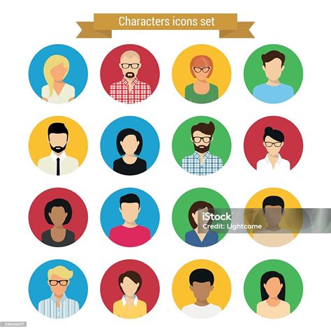 kumpulan karakter ilustrasi stok  gambar  vektor