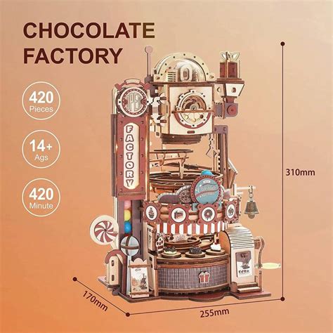 Robotime D Puzzles For Adults Wooden Marble Run Chocolate Factory