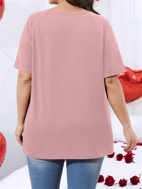 Shein Lune Plus Pearls Beaded Raglan Sleeve Tee Shein Usa