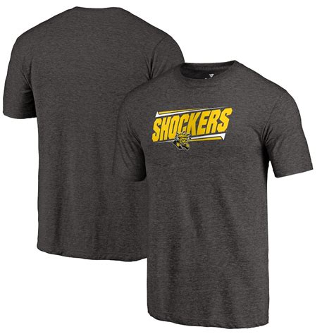 Mens Black Wichita State Shockers Double Bar Tri Blend T Shirt