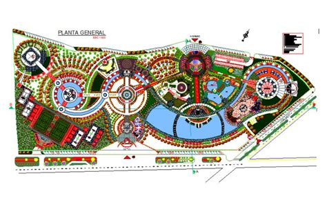 Re Recreational Park Center Structural Layout Plan And Landscaping