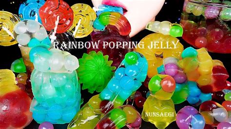 ASMR RAINBOW DESSERTS HOMEMADE POPPONG JELLY MUKBANG 직접만든 무지개 팝핑젤리 먹방