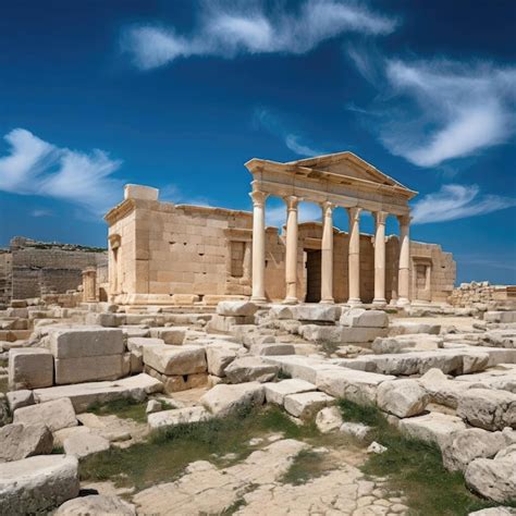 Ruinas del segundo templo en jerusalén con un cielo azul claro en el