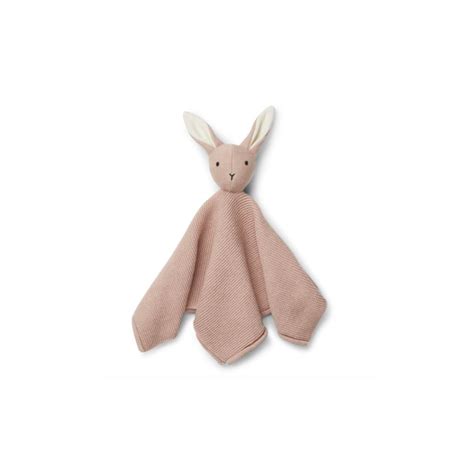 Doudous et peluches Doudou lapin Milo rose pâle en tricot Coton b