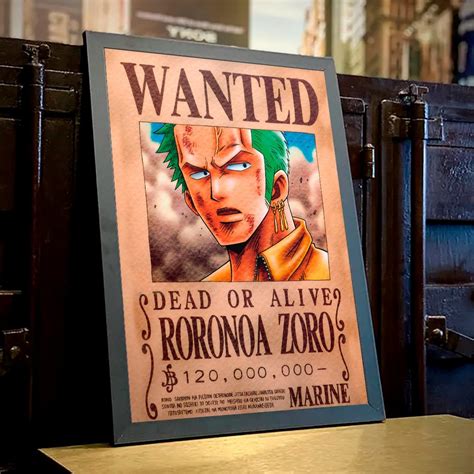 Quadro Moldura Procurado Wanted Roronoa Zoro Cartaz De Recompensa