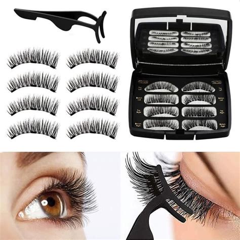 Réutilisable Double Aimant Faux Cils Effet 3D Sans Colle 3 Faux Cils