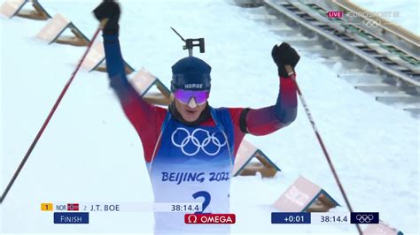 Watch Johannes Thingnes Boe take fourth gold medal with biathlon ...