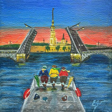 Картина авторский принт «Белые ночи на воде» («Каникулы в Петербурге ...