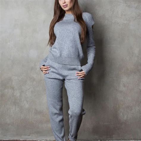 Women Sweater Suits Sets 100 Cotton Costume Autumn Winter Pullovers