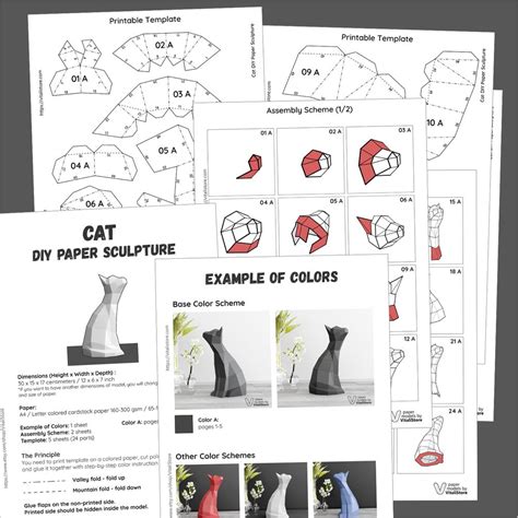 Printable 3d Paper Cat Template Free Free Templates Printable