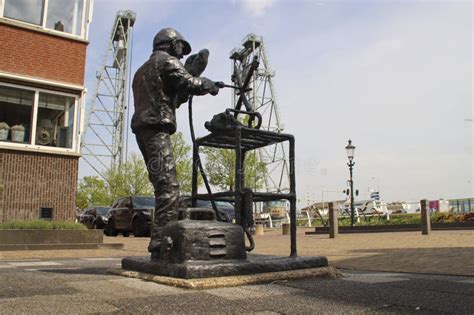 Statue Of A Keysmith In The Village Center Of Waddinxveen Editorial