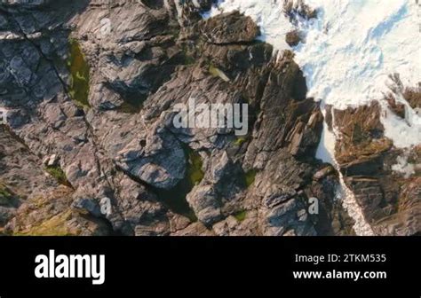 Top Down View Of Cliffs Of Malin Head Coastal Walk Path West From