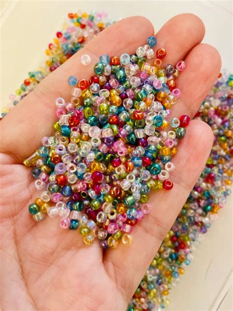 340pcs 80 3mm Iridescent Glass Seed Bead Mix Confetti Seed Etsy