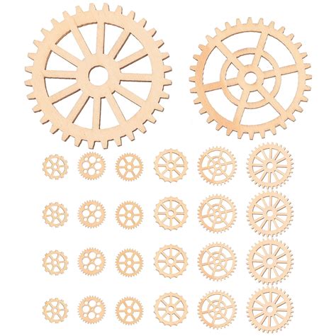 NUOLUX 50pcs Wooden Slices Wood Gear Hanging Creative Pendant Craft