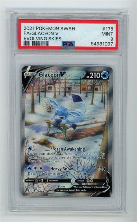 2021 Pokemon Evolving Skies Glaceon V Full Alt Art Holo 175 PSA 9 Mint