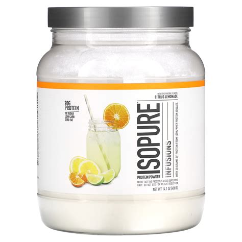 Isopure Infusions Protein Powder Citrus Lemonade 14 1 Oz 400 G