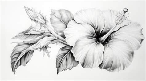 Premium Photo Pencil Drawing Of Hibiscus Flower Realistic Bright Lighting