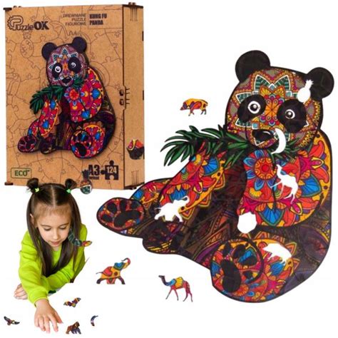 Kung fu Panda kolorowy Miś Puzzle drewniane A3 dla Dziewczynki Chłopca