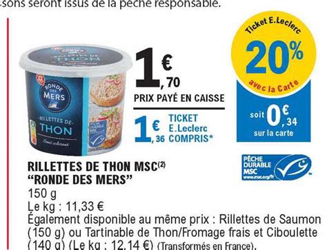 Promo Rillettes De Thon Msc Ronde Des Mers Chez E Leclerc ICatalogue Fr