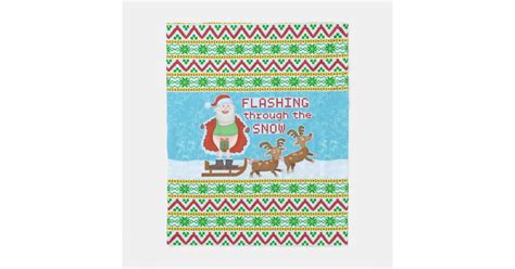 Funny Christmas Santa Claus Flashing Thru Snow Fleece Blanket Zazzle