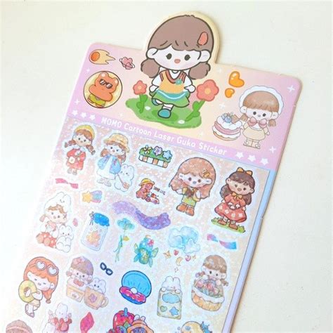 Plancha de stickers Holográfico Kawaii Momo Fandomo