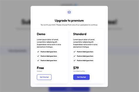 Upgrade Modal Popup W Pricing Table Webflow