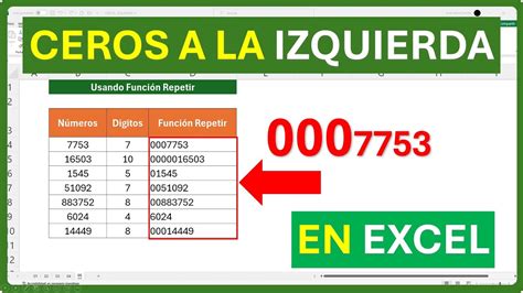 C Mo Agregar Ceros A La Izquierda En Excel Excelbasico Exceltips