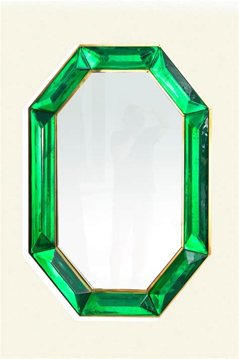 Pair Of Bespoke Octagon Emerald Green Murano Glass Mirrors In Stock For Sale At 1stdibs