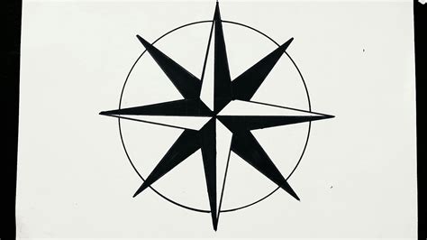 How To Draw Compass Rose Step Bay Step Youtube