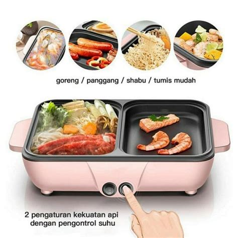 Jual Electric Hot Pot And Grill BBQ Shabu Panggangan 2 In 1 Multifungsi Electric Grill