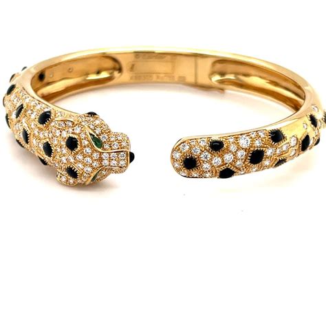 Lot Attr Cartier 18K YG Diamonds Panther Bracelet