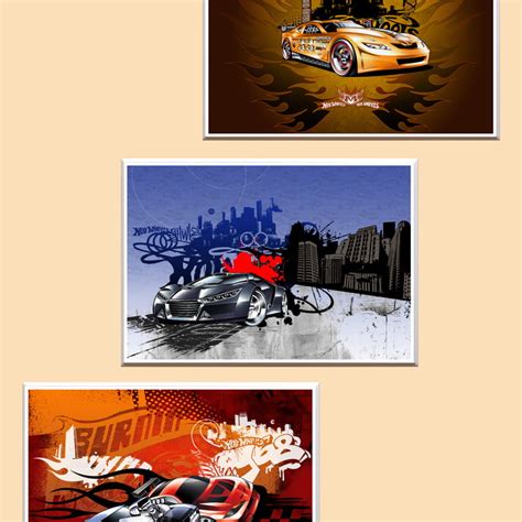 Trio De Quadros Hot Wheels Elo Produtos Especiais