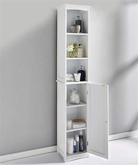 Tall White Bathroom Cabinet Shelf Storage Unit Ebay