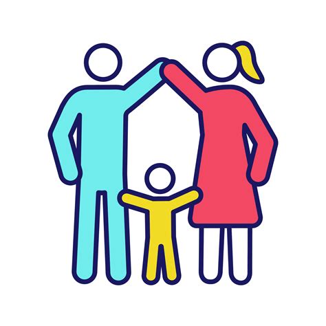 icono de color de protección infantil familia crianza positiva