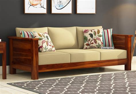 Buy Agnes Seater Wooden Sofa Honey Finish Online In India Wooden