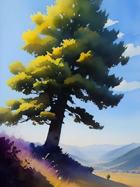 Una Pintura De Un Arbol Foto Premium