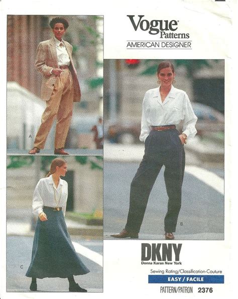 Vogue 2376 DKNY Donna Karan Size 6 8 10 Pattern Pants Skirt Uncut Vtg